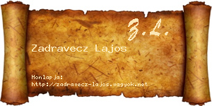 Zadravecz Lajos névjegykártya